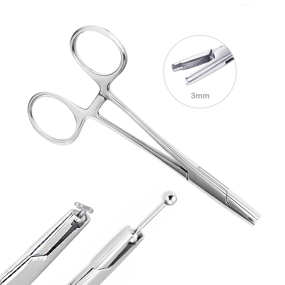 Pinces AccGin pour piercing oreille, maintien sûr lors du changement.