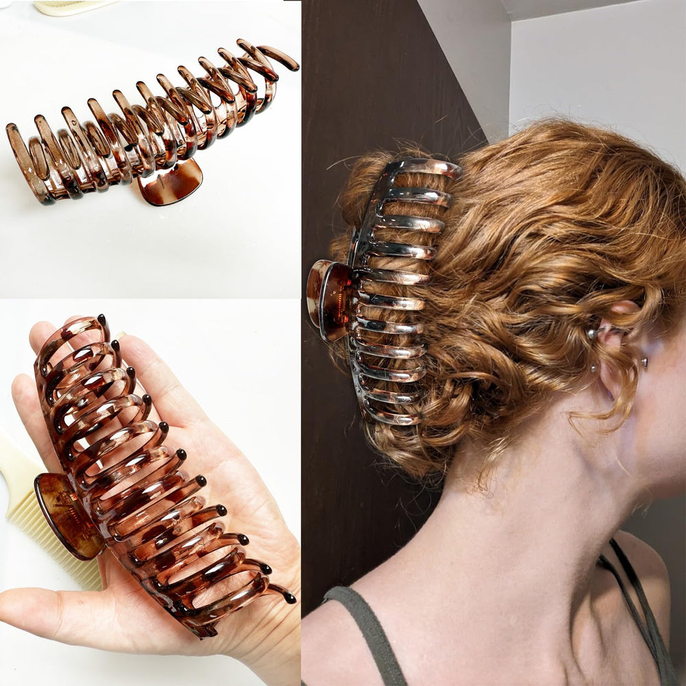 Pinces ACCGLORY tortue brun, couleur tendance pour cheveux épais.