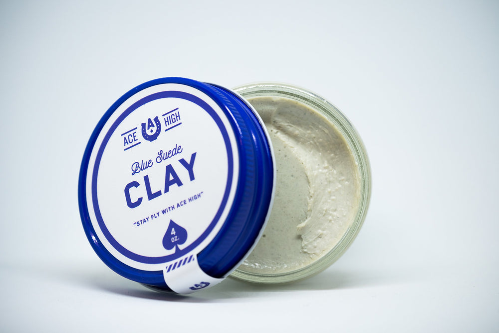 Ace High Blue Suede Hair Clay fini satin à mat pour un rendu naturel