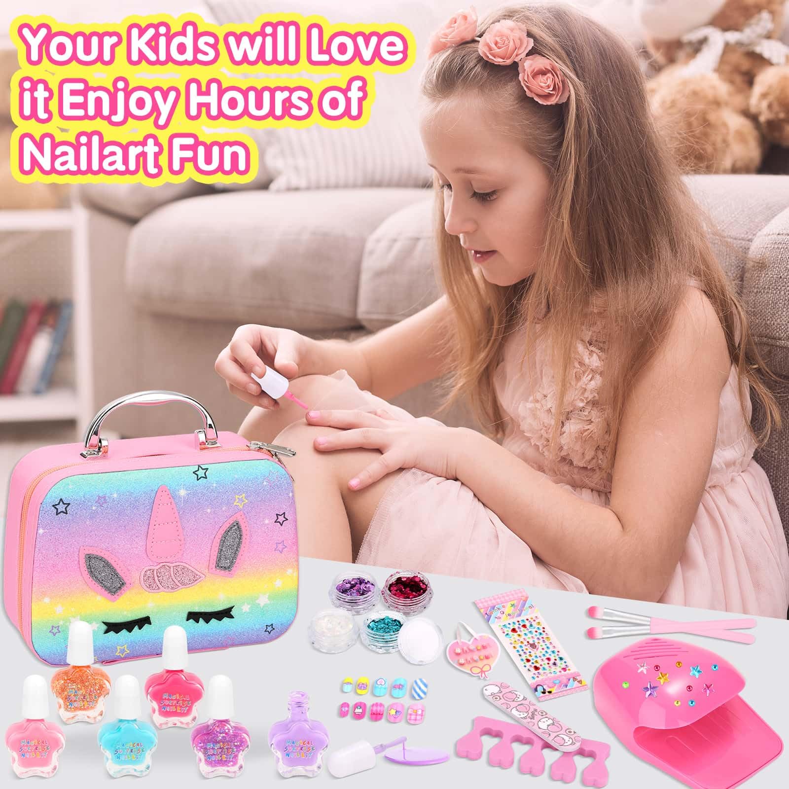 Acejoz accessoires kit ongles-enfants – stickers, strass et outils inclus.