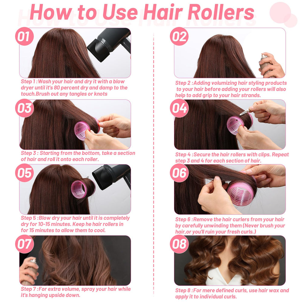 Ensemble Acejoz: 12 rouleaux et 12 pinces pour coiffure maison