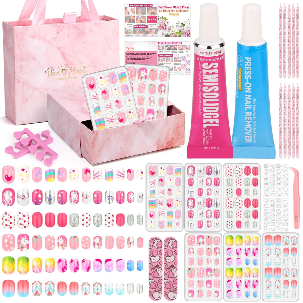 Acejoz kit ongles presse enfants dans une boîte cadeau, idéal pour activité créatrice.
