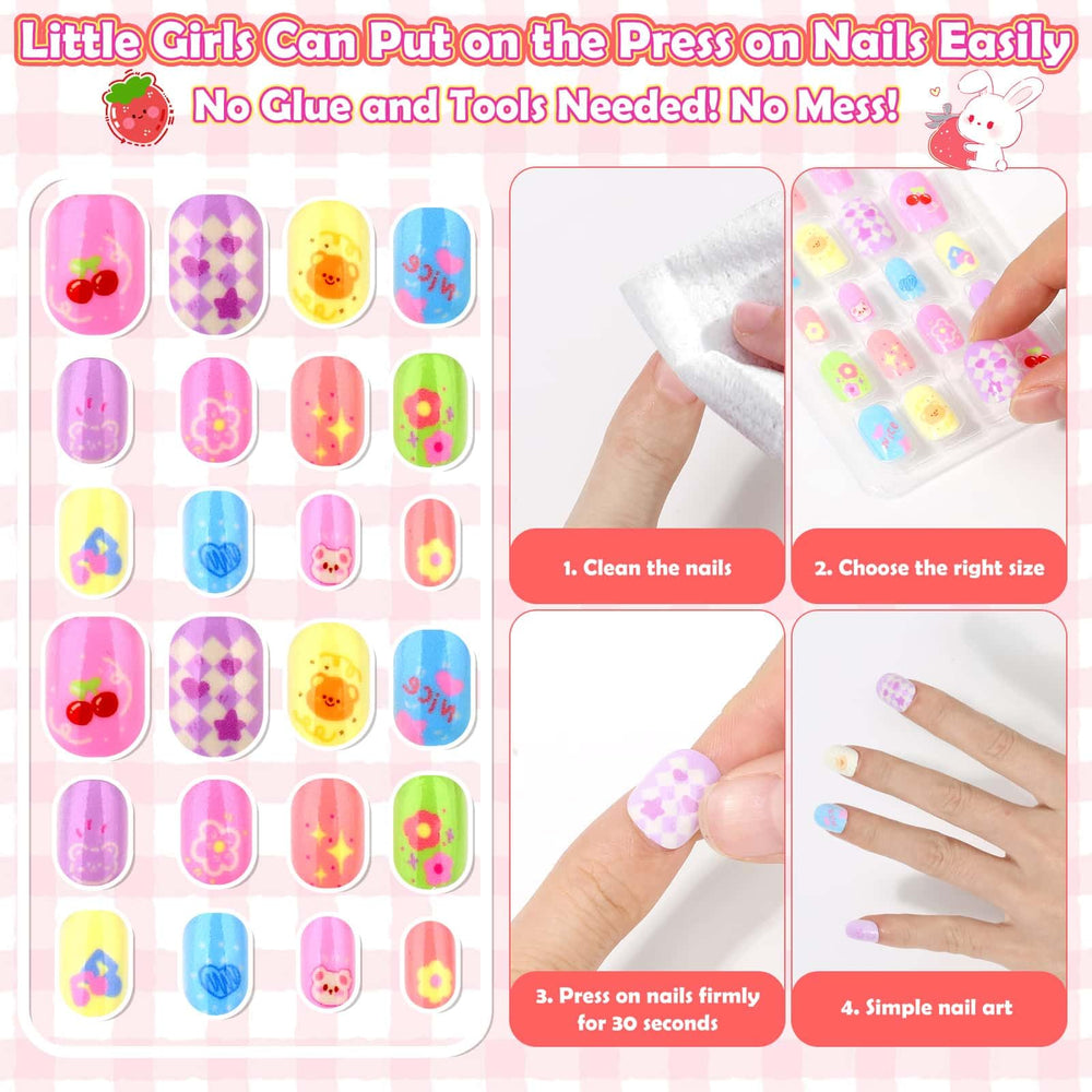 Acejoz ongles-enfants tampons-colle pré-glue: fixation sécurisée et durable.