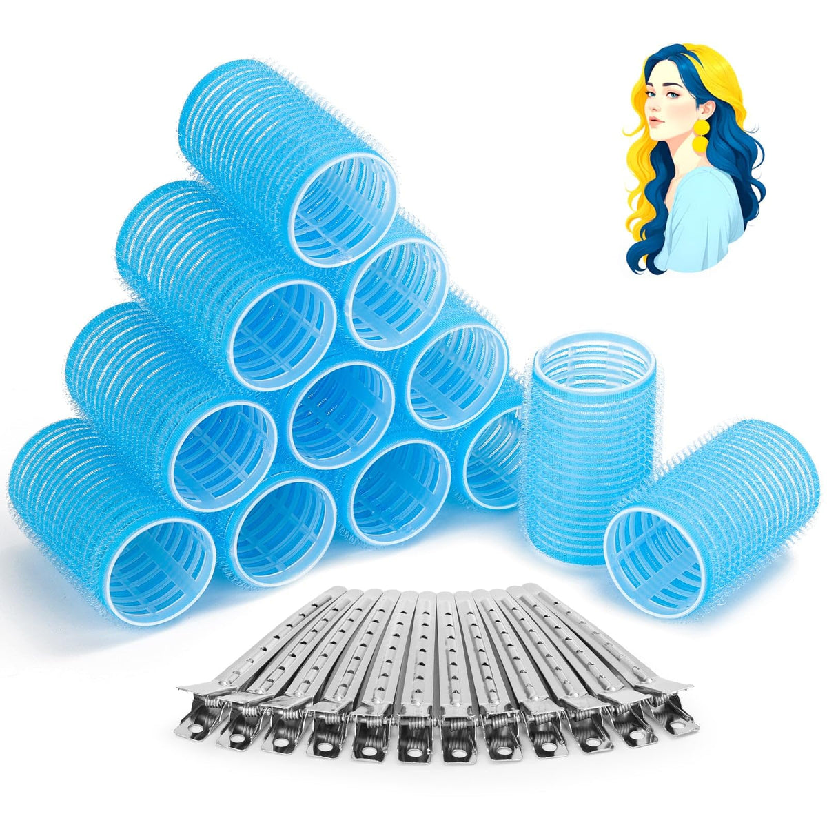 Acejoz rouleaux à boucles – ensemble de 12 rouleaux et 12 pinces pour du volume.
