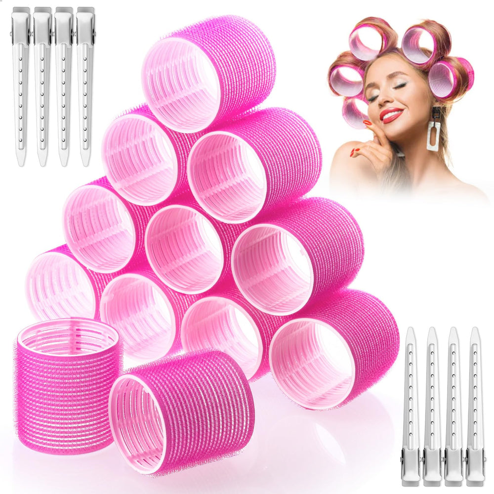 Acejoz rouleaux jumbo 60 mm rose, volume sur cheveux longs.