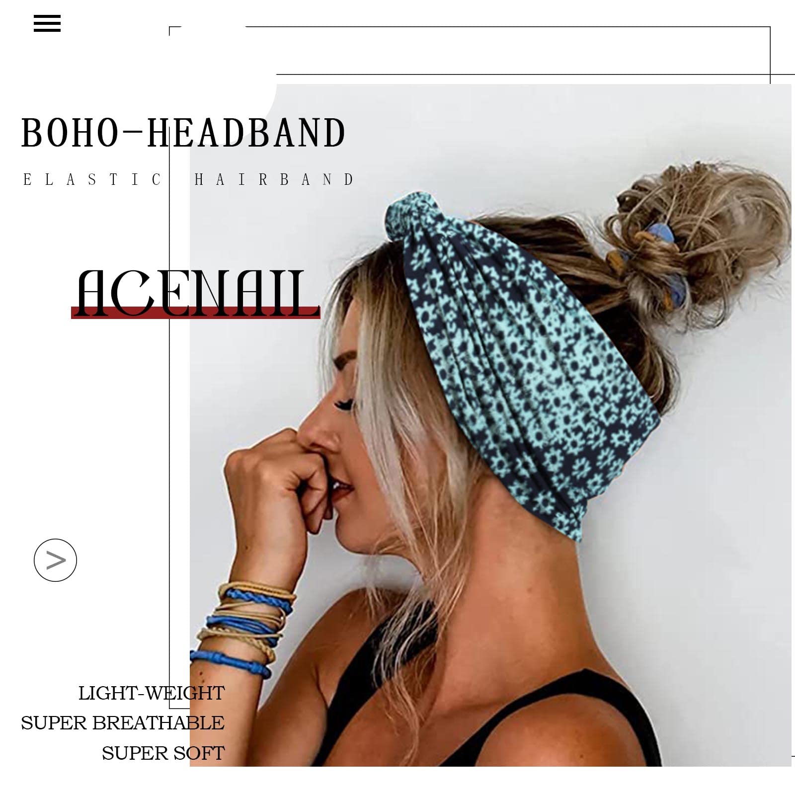 Acenail bandeau large coton doux pour quotidien et maquillage