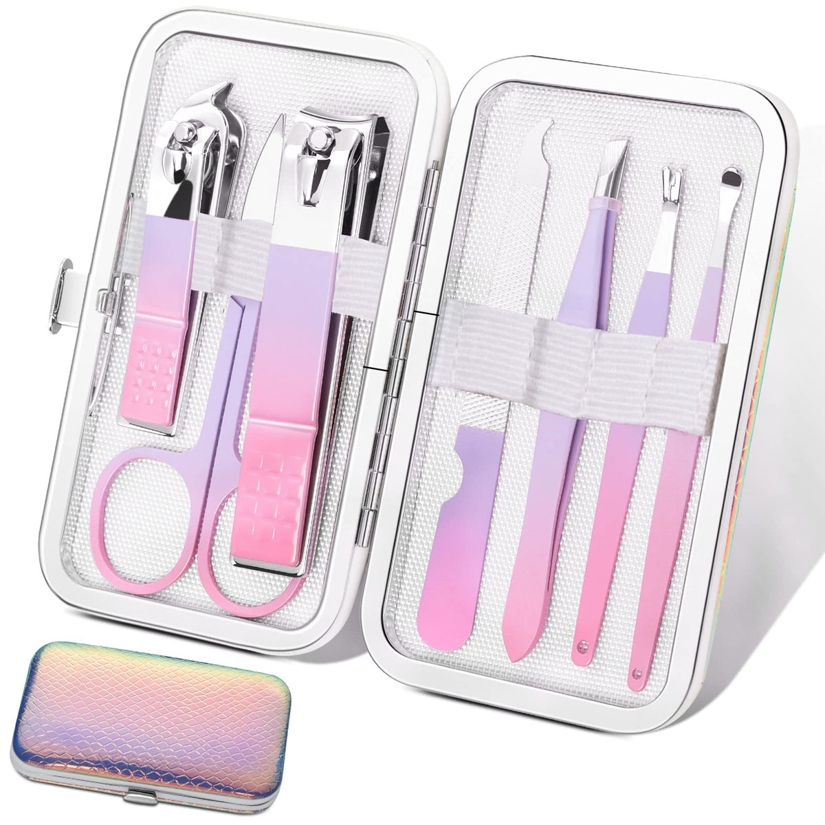 Aceoce ensemble-manucure 7-outils etui-voyage, kit pratique pour voyager.