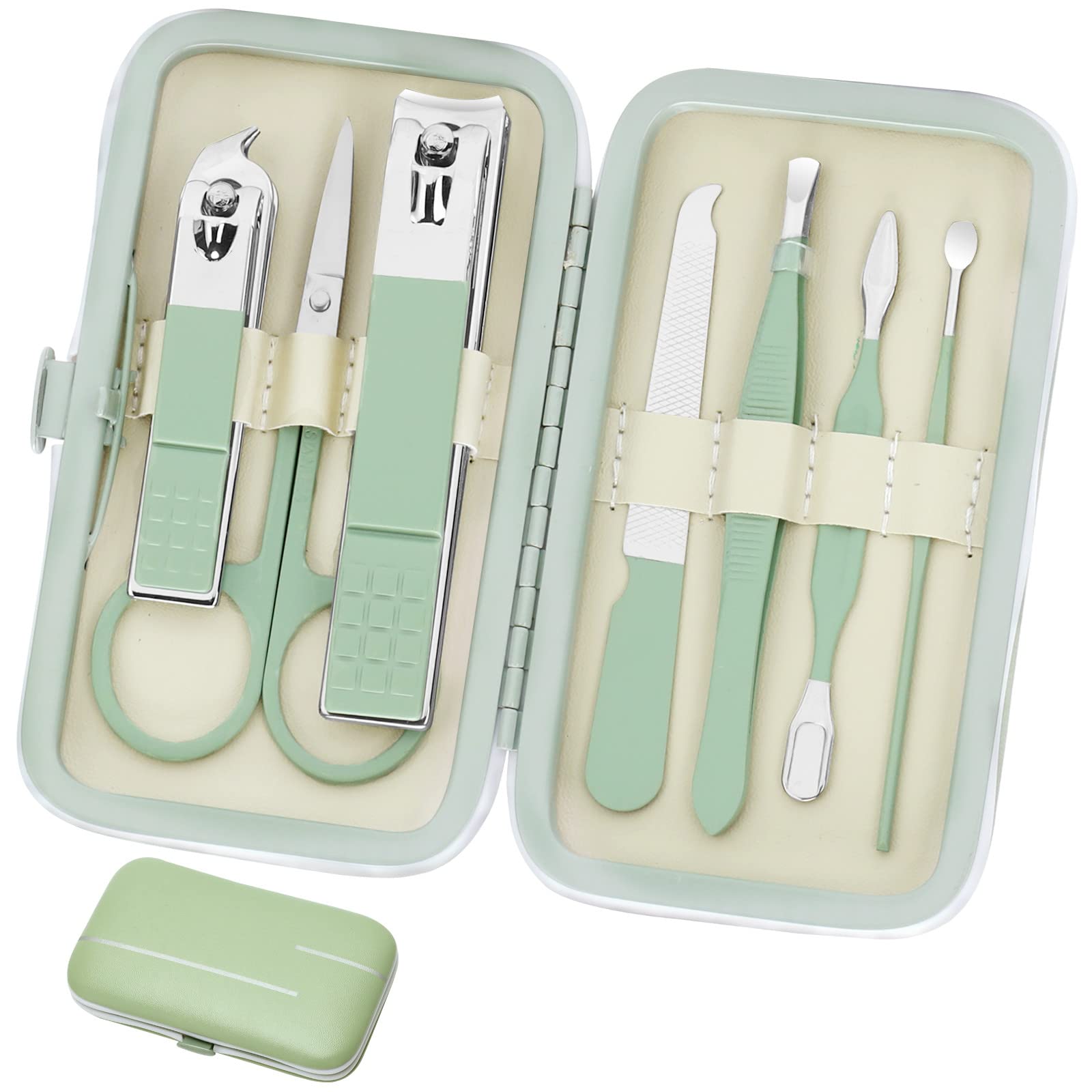 Aceoce set manucure 8-en-1 dans un coffret voyage luxueux.