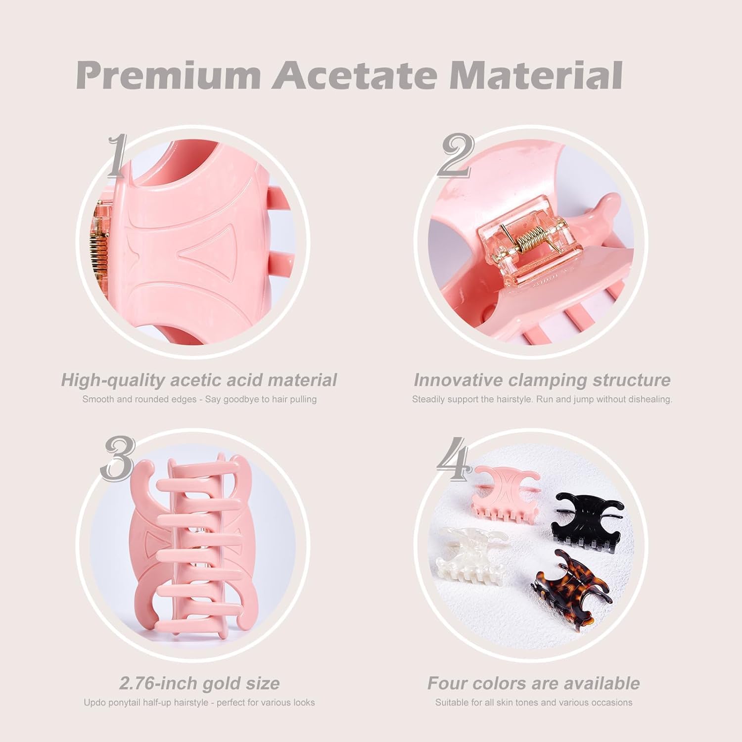 Pince papillon en acetate pink idéale pour looks féminins