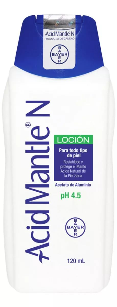 Acid Mantle N – Flacon de lotion à l'acétate d'aluminium, hydratant et protecteur pour peau sèche.