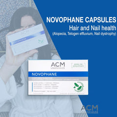 ACM Novophane: étiquette ingrédients montrant vitamines et oligo-éléments.