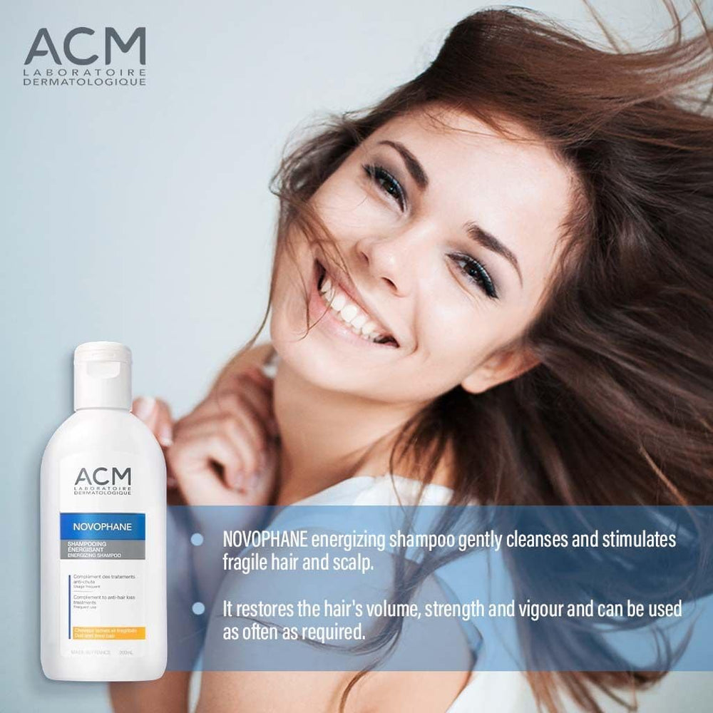 ACM Novophane, cheveux brillants après utilisation, routine capillaire simple et efficace.