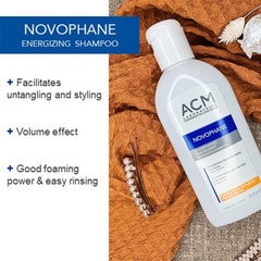 ACM Novophane, flacon étiqueté, symbole d'un soin capillaire revitalisant.