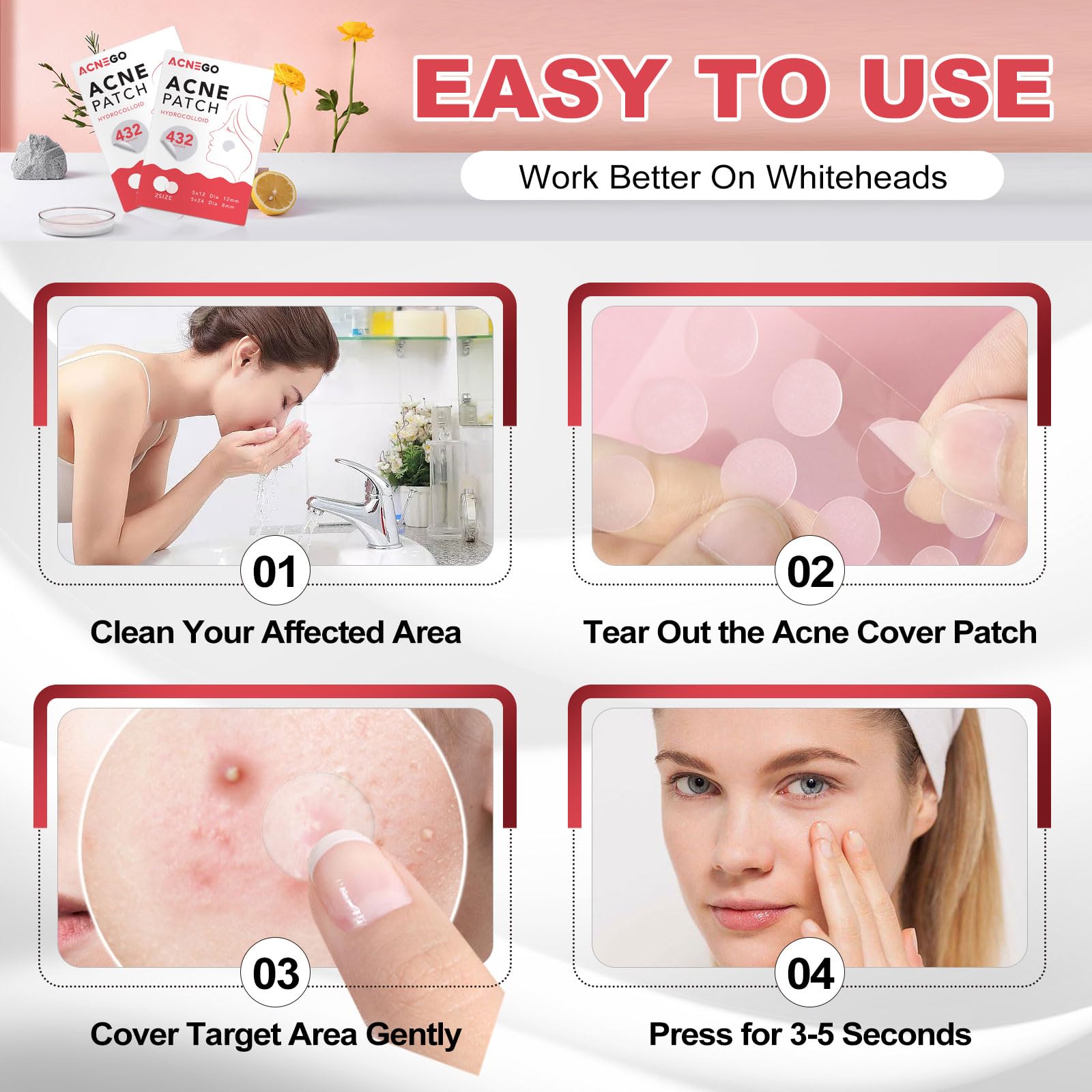 AcneGo patches conviennent à tout type de peau du visage.