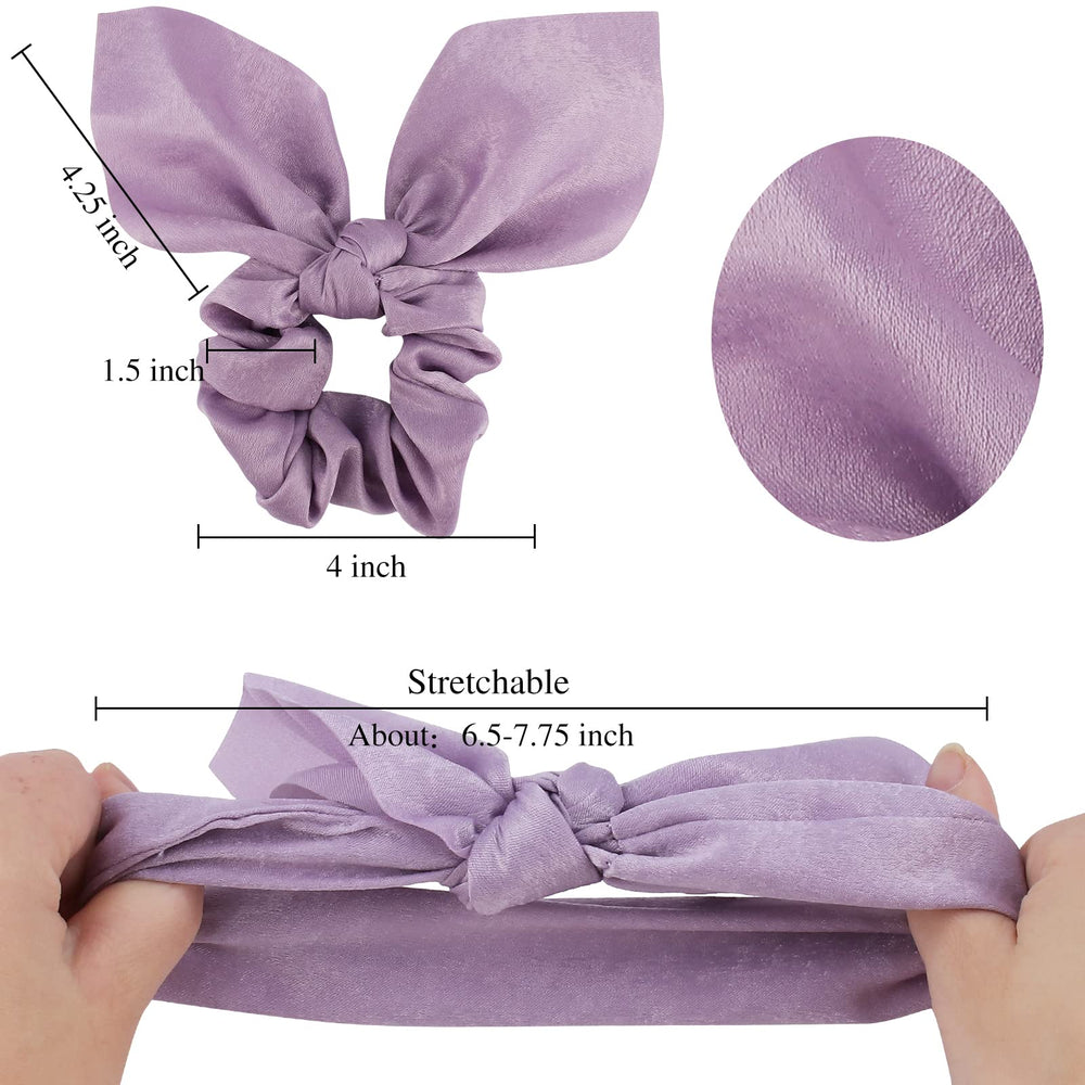 Chouchou satin ACO-UINT avec nœud, maintien stable sans tirer.