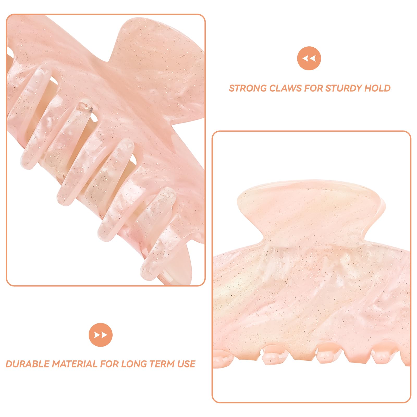 Pinces grandes ACO-UINT, blanc et rose, idéales pour cheveux épais et volumineux.