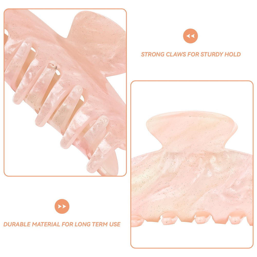 Pinces grandes ACO-UINT, blanc et rose, idéales pour cheveux épais et volumineux.