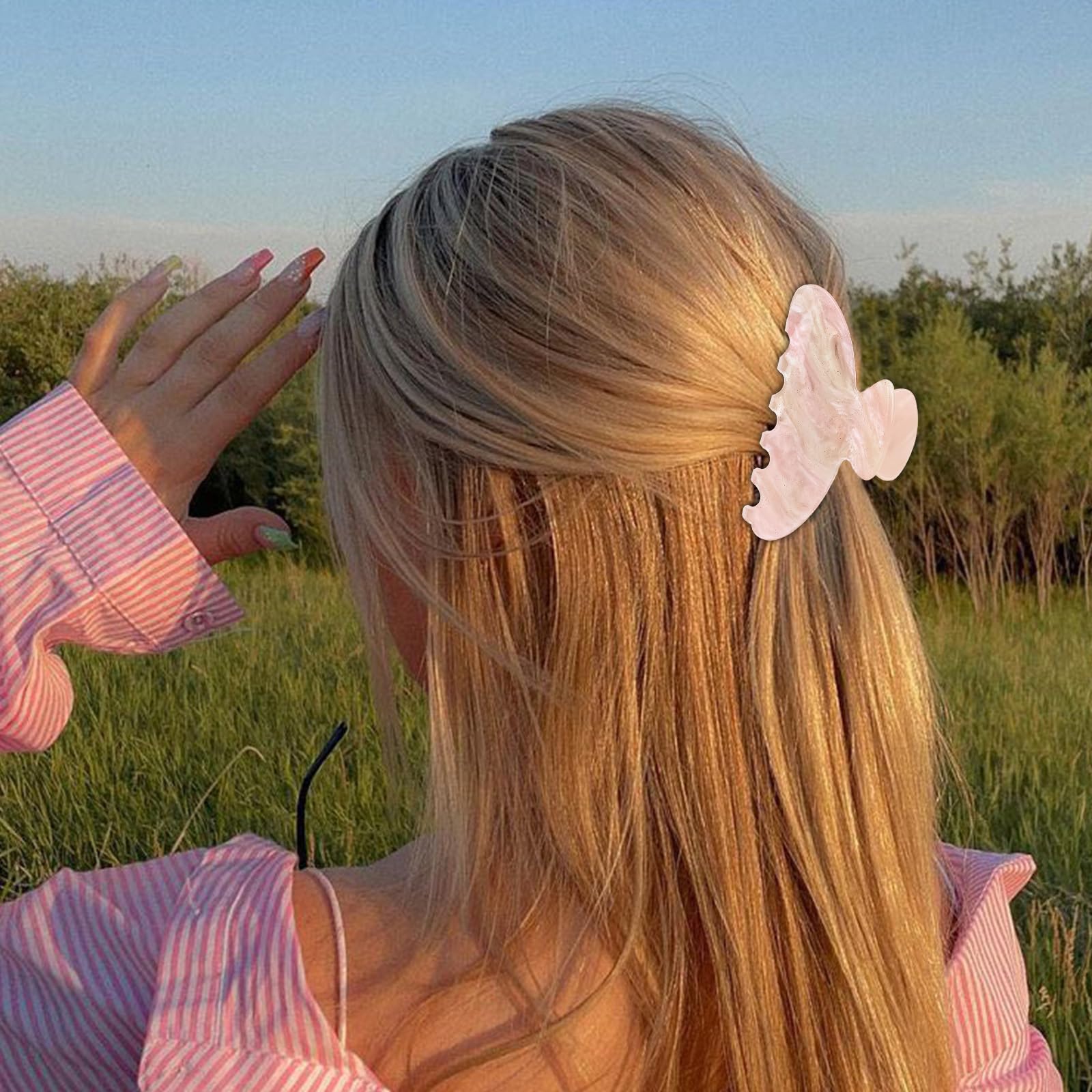 Pinces polyvalentes pour toutes coiffures, ACO-UINT, blanc et rose.