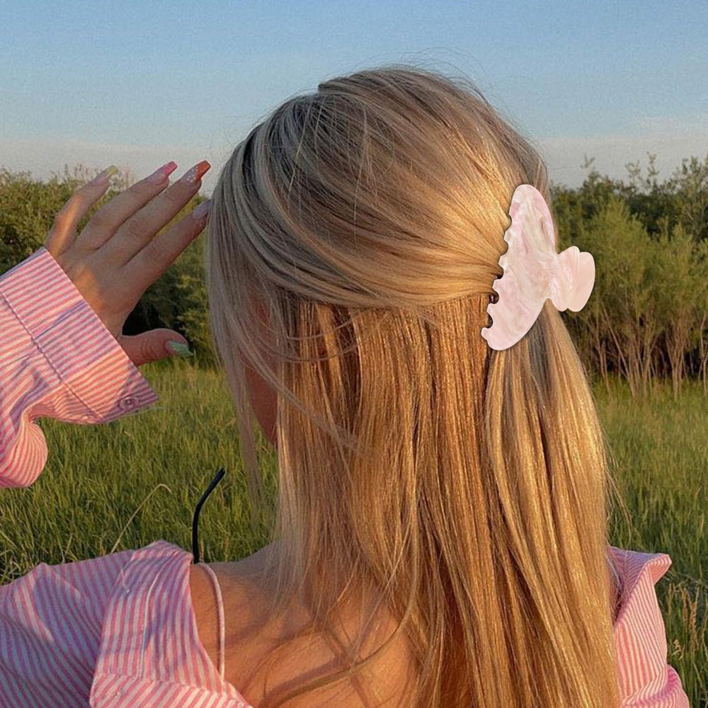 Pinces polyvalentes pour toutes coiffures, ACO-UINT, blanc et rose.