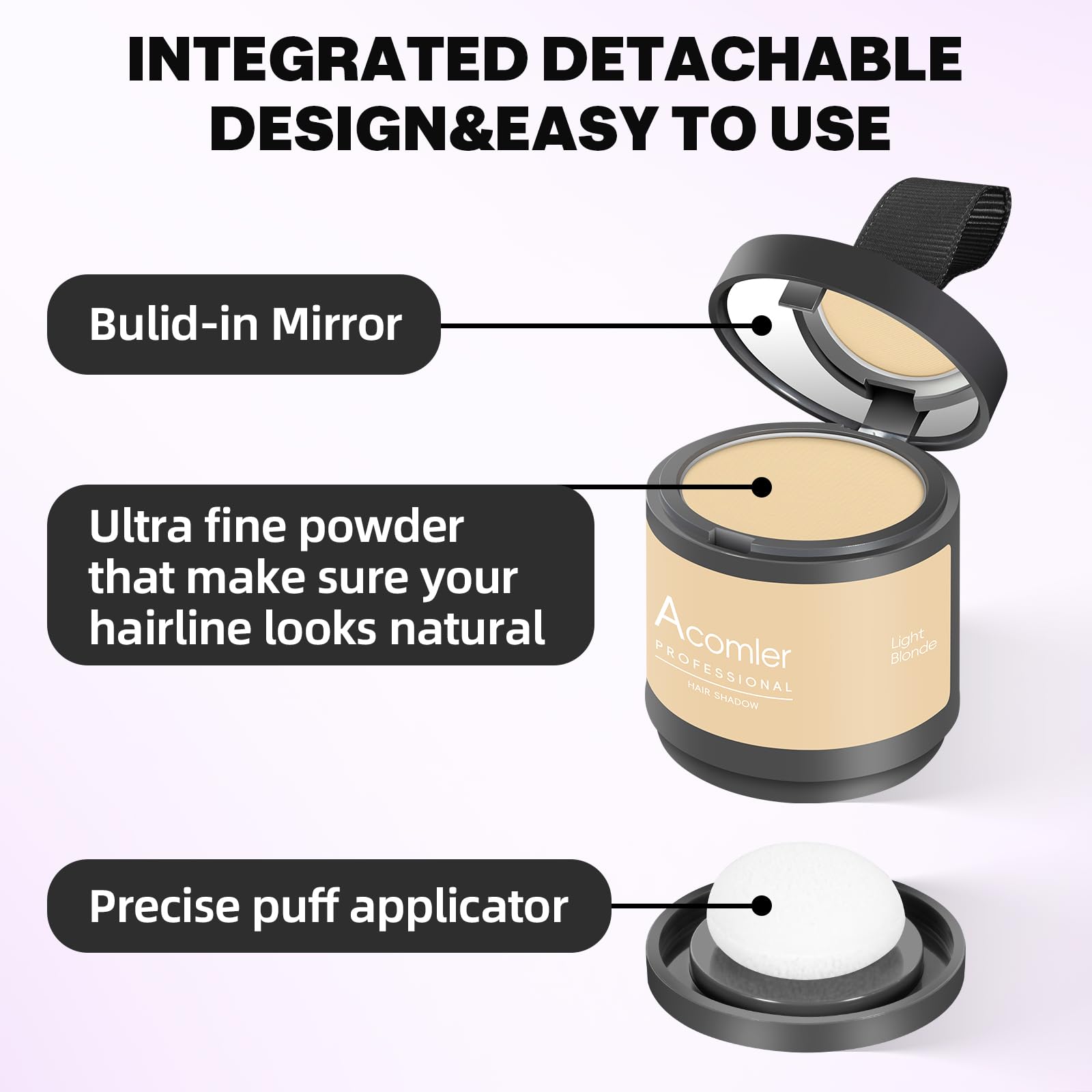 Acomler Poudre Application Rapide avec Miroir pour retouches discrètes