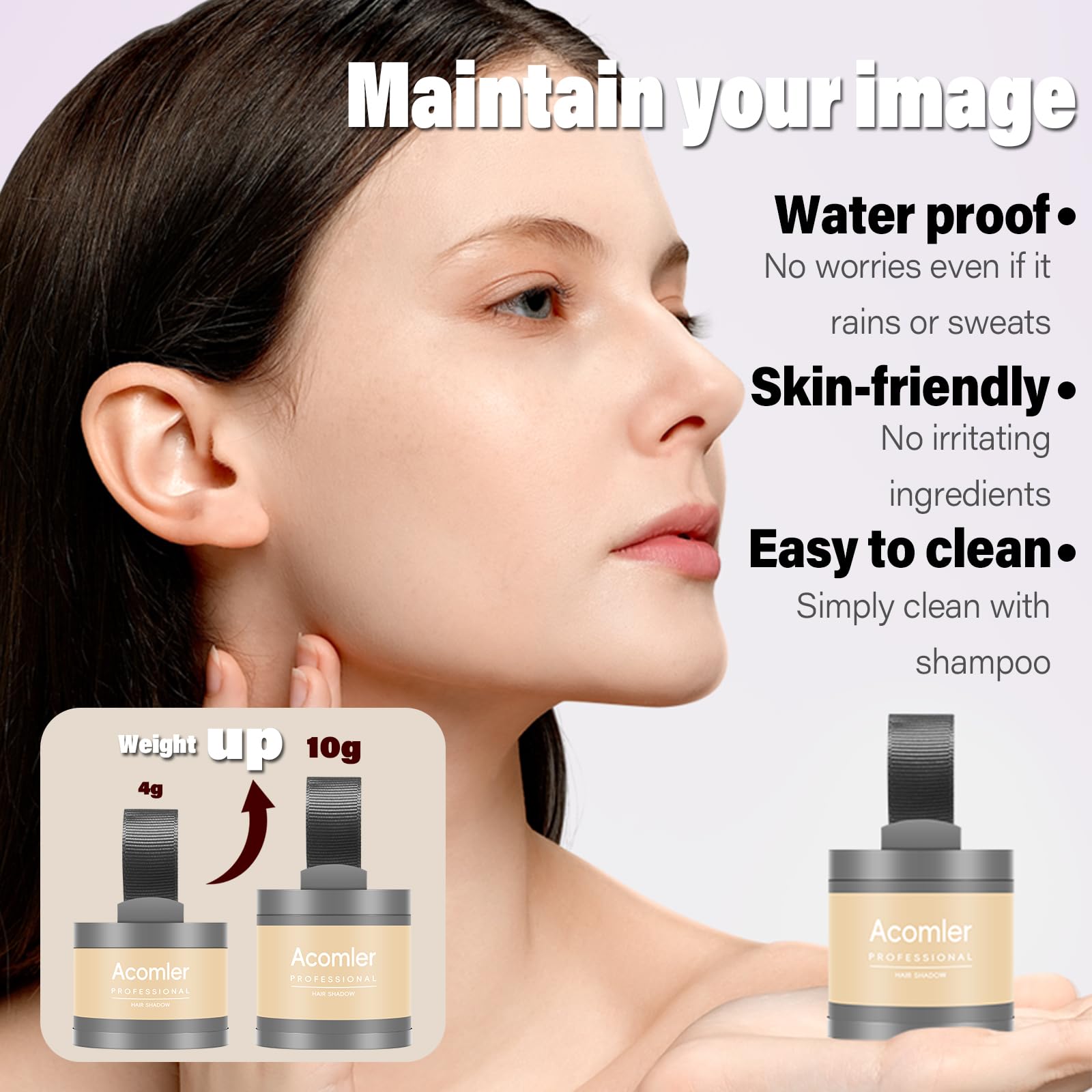 Acomler Poudre Donne un résultat naturel sur les cheveux gris