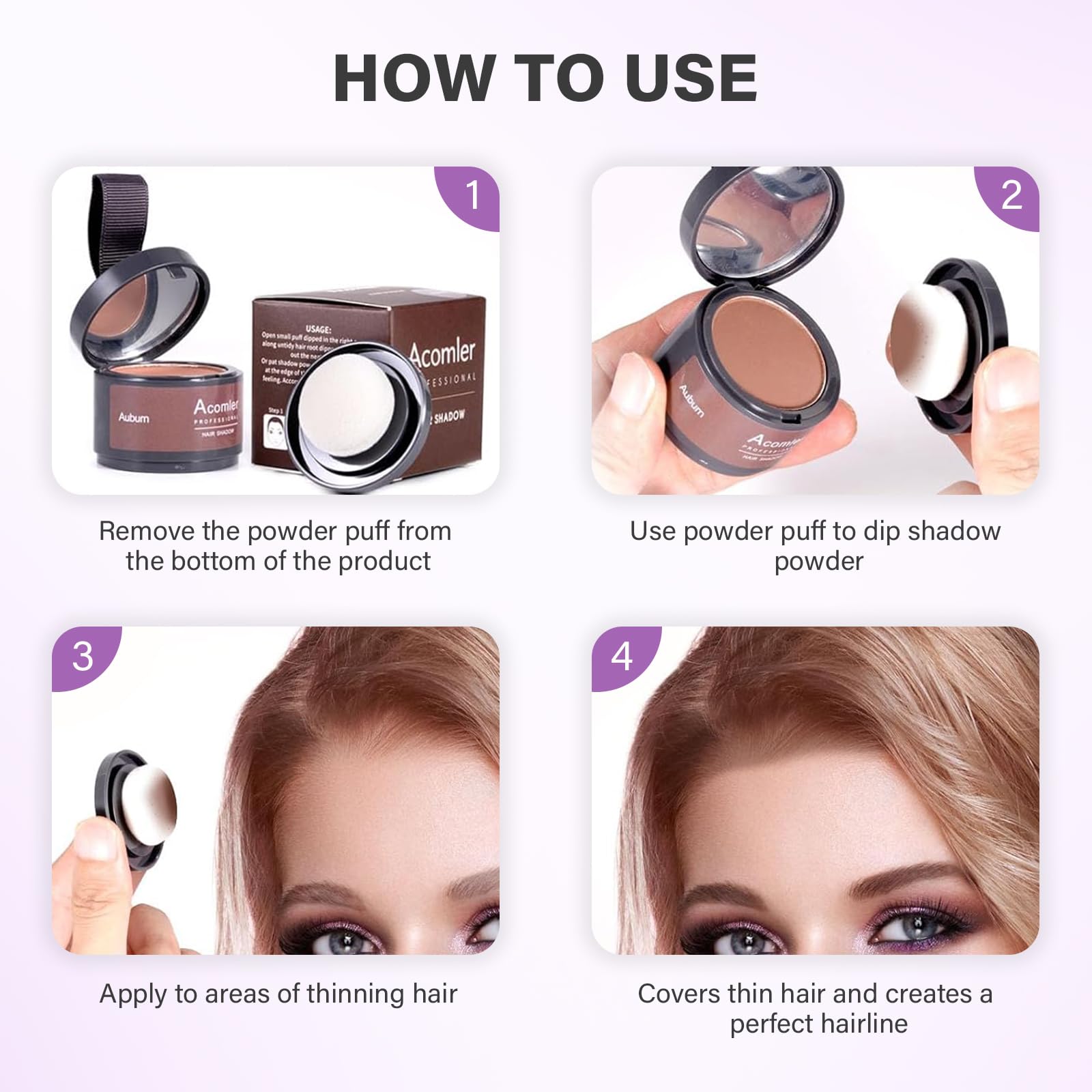 Acomler Poudre Utilisation sur sourcils et barbe pour uniformiser la teinte