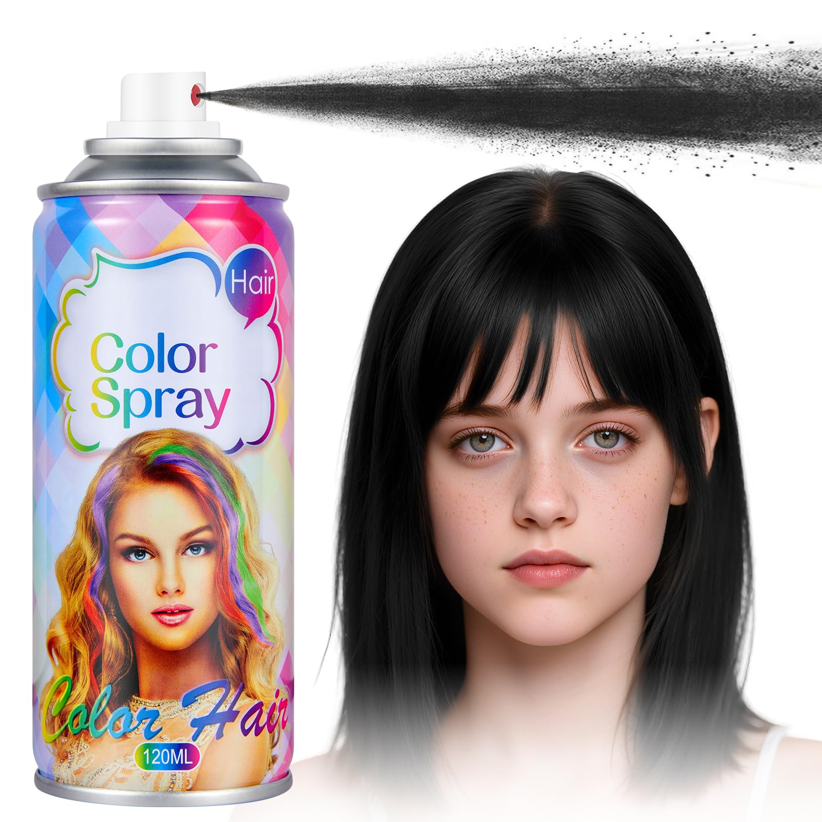 Acomler spray colorant noir en flacon, prêt à l’emploi pour coloration rapide