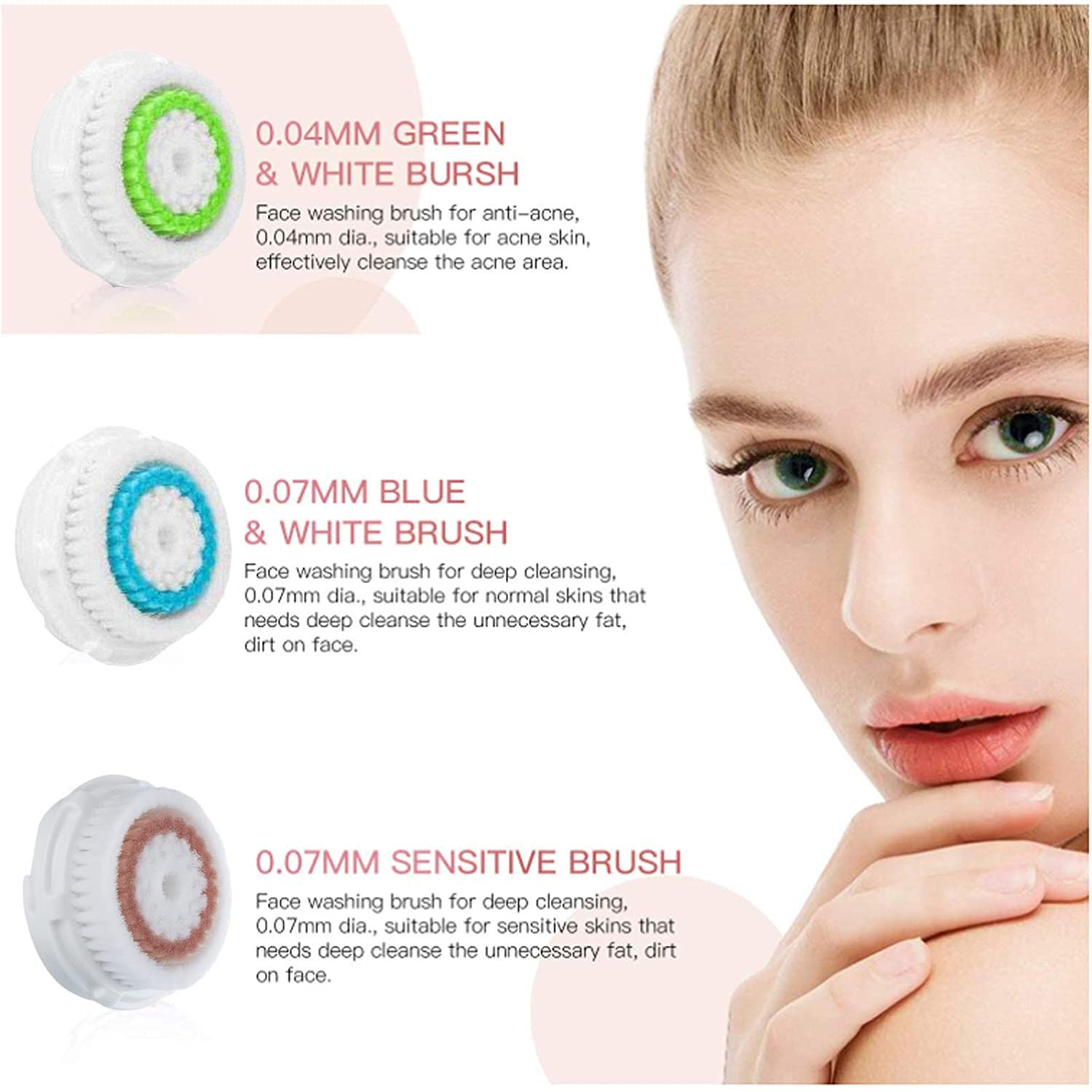 Acosexy tête-brosse visage verte pour soin efficace et quotidien