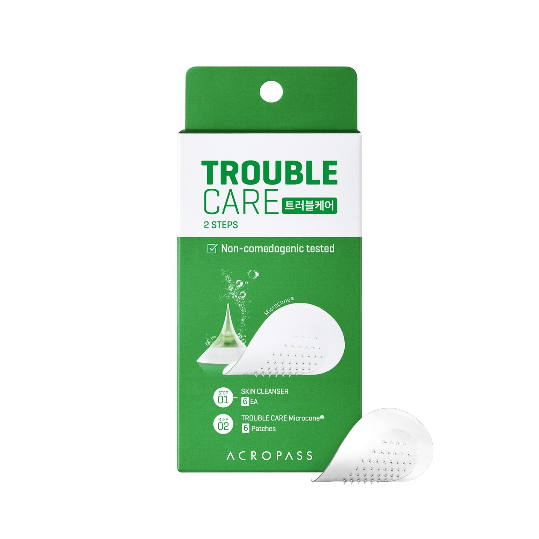 Acropass Trouble Care Microcone Patch emballage, présentation simple et pratique.