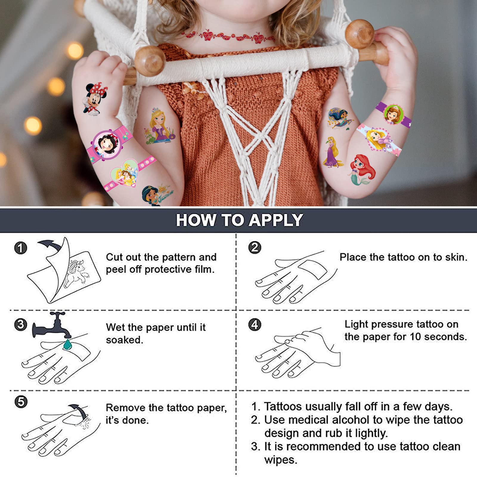 ACSAUMMY Tatouages Fête – décor rapide pour anniversaire et fête.