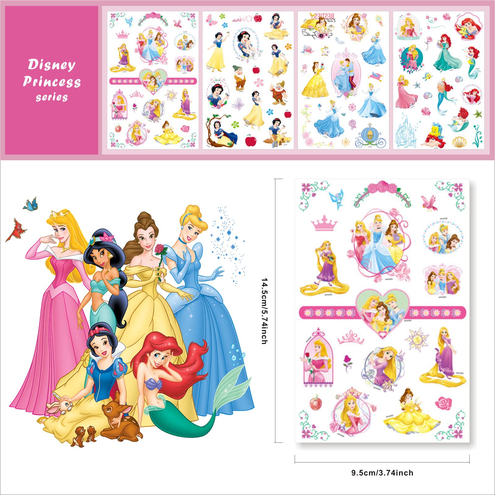 ACSAUMMY Tatouages Princesse – motifs couleur vive, facile à porter pendant les jeux.