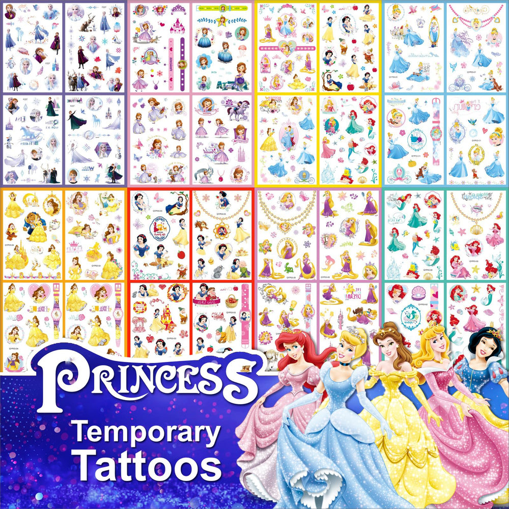 ACSAUMMY Tatouages Princesse – motifs colorés, décor festif pour enfants.