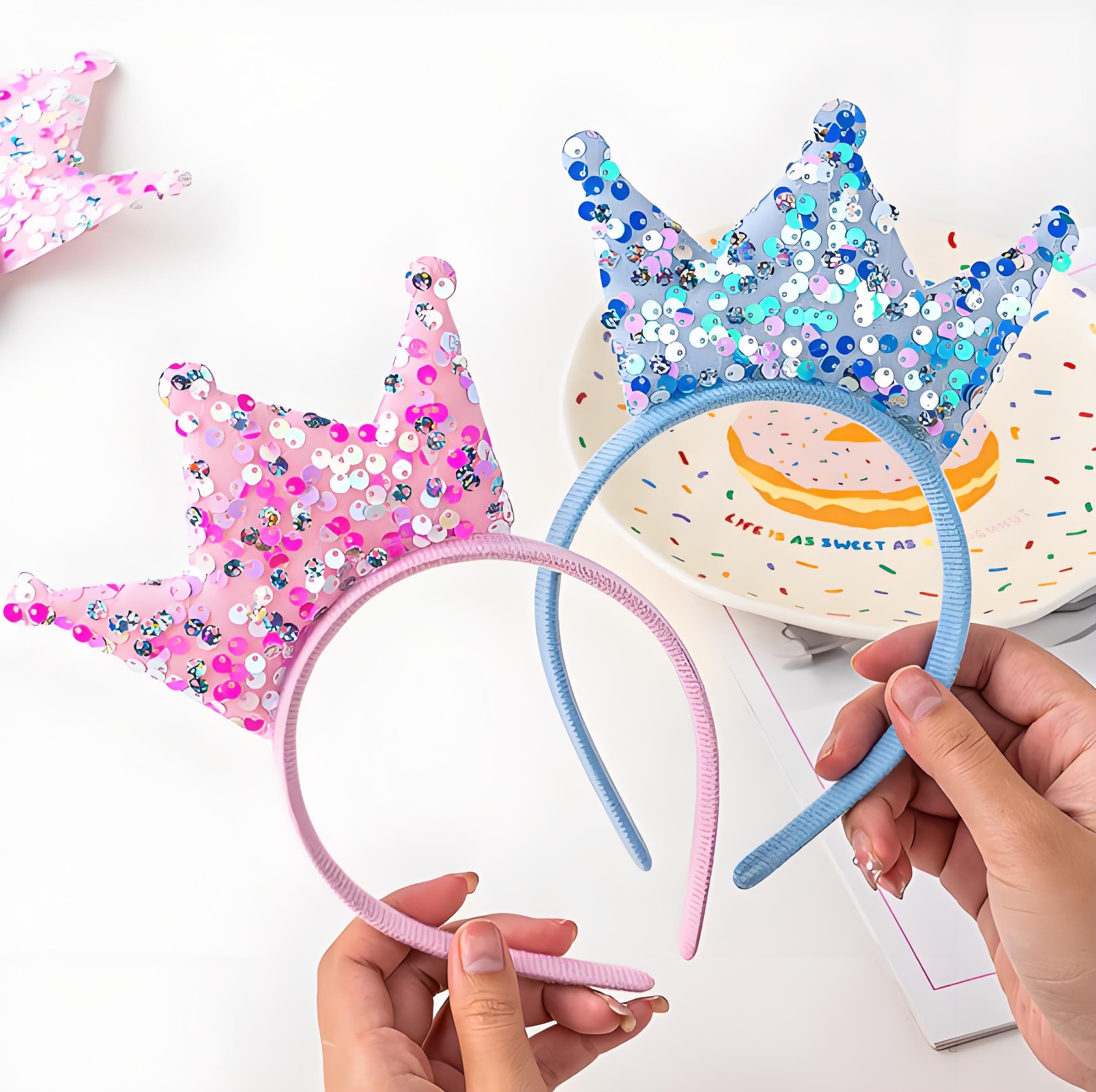 Acshio couronne-bandeau princesse jaune sequin – touche lumineuse pour fête