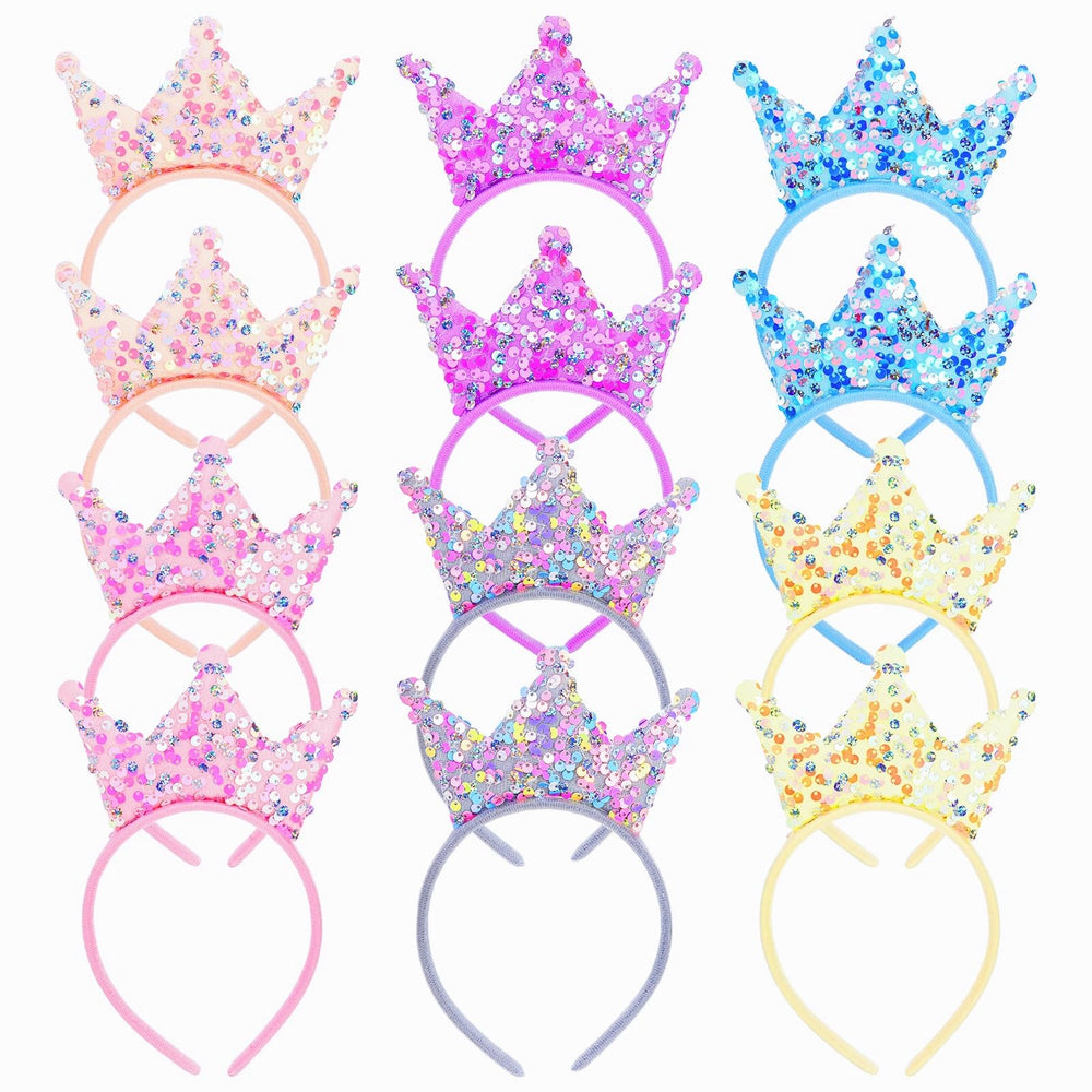 Acshio couronne-bandeau princesse rose sequin – accessoire festif pour anniversaire