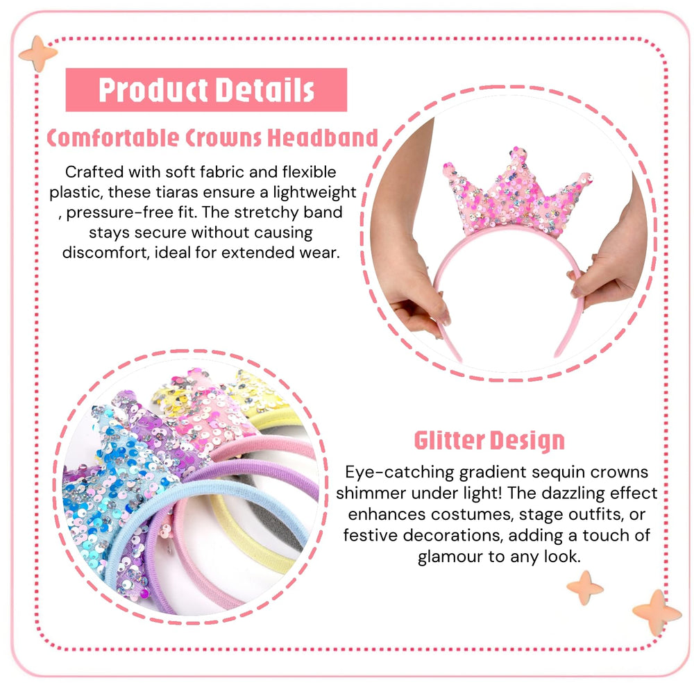 Acshio couronne-bandeau princesse violet sequin – look glamour pour soirée