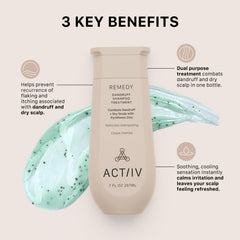 ACTIIV Remedy Shampoing — mousse généreuse élimine les pellicules et apaise le cuir chevelu.