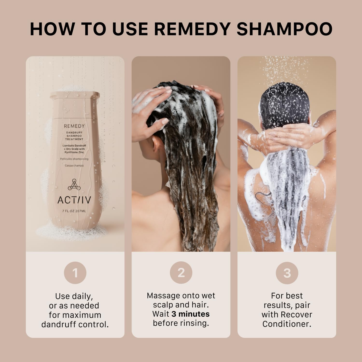 ACTIIV Remedy Shampoing — texture crémeuse nourrit cheveux et cuir chevelu.