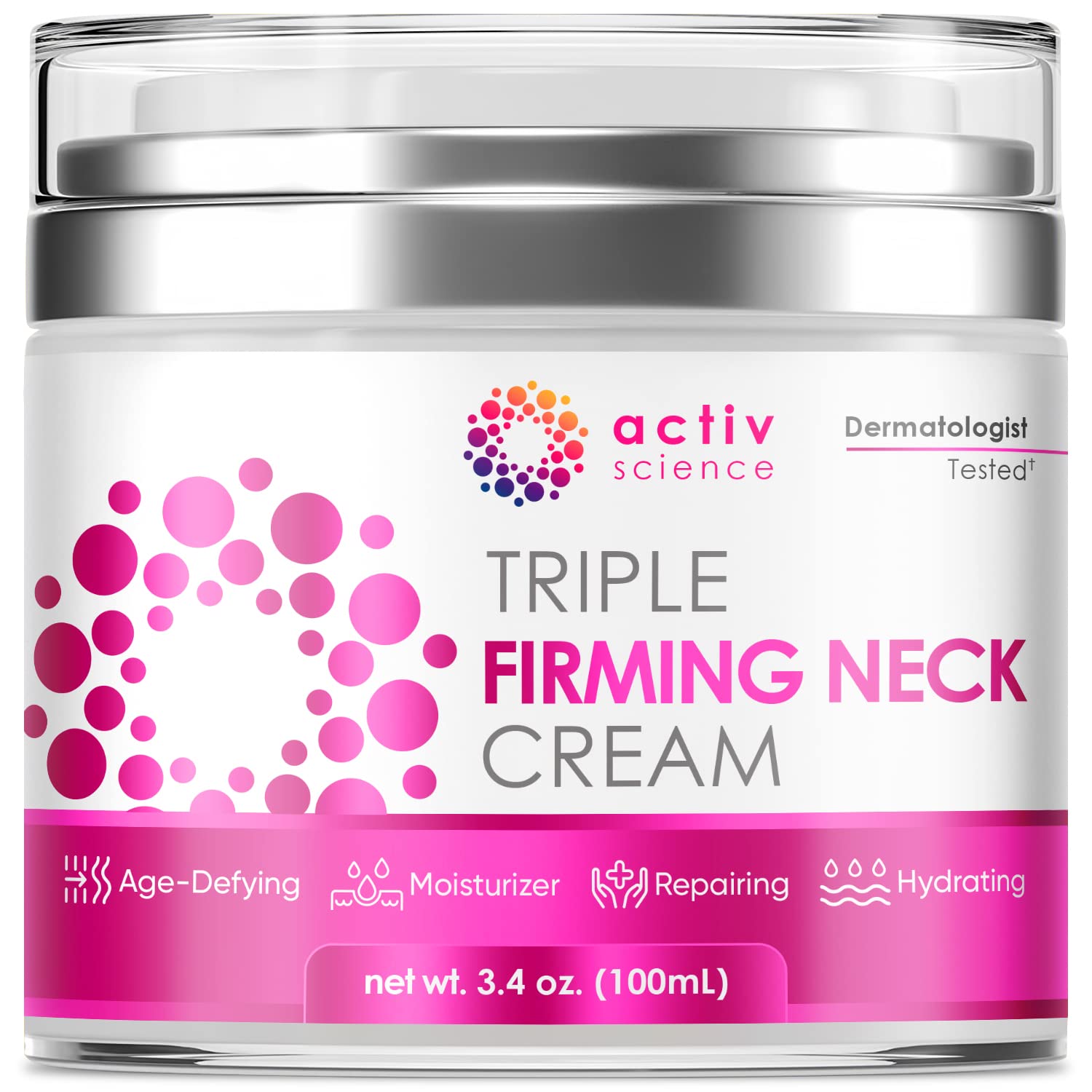 ACTIVSCIENCE Crème cou et visage, texture veloutée pour hydratation durable.