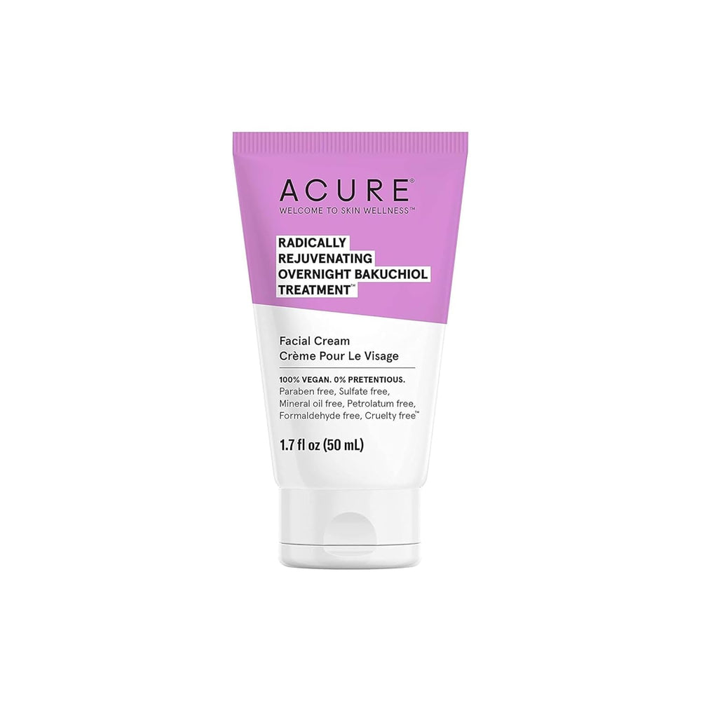 Acure Bakuchiol Crème Nuit, texture soyeuse et soin anti-âge doux pendant le sommeil.