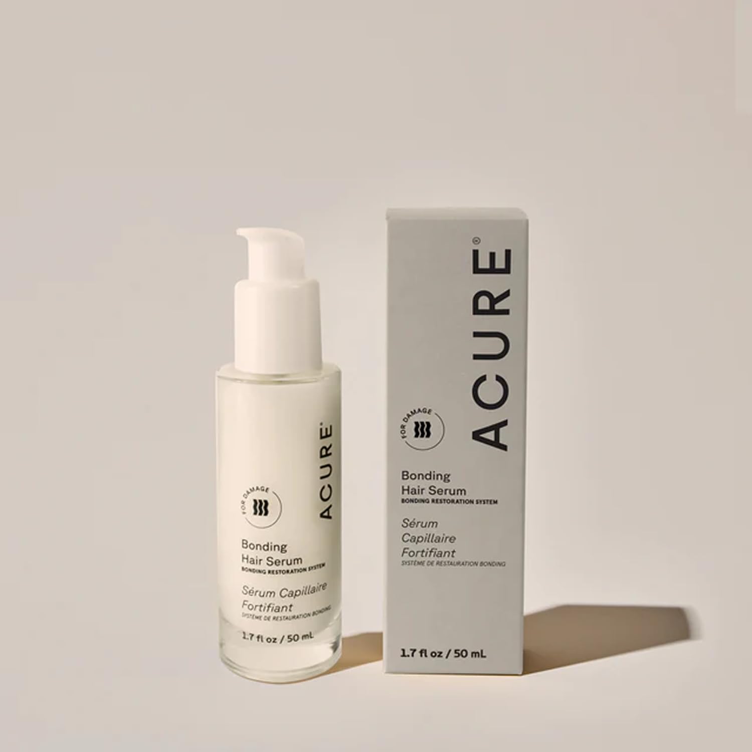 Acure Bonding Hair Serum on curly hair for frizz reduction and manageability