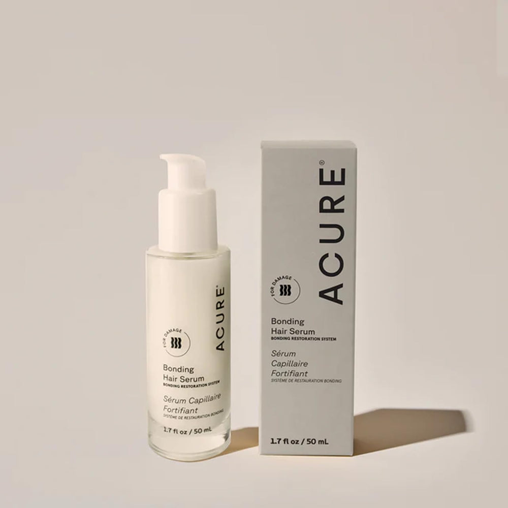 Acure Bonding Hair Serum on curly hair for frizz reduction and manageability
