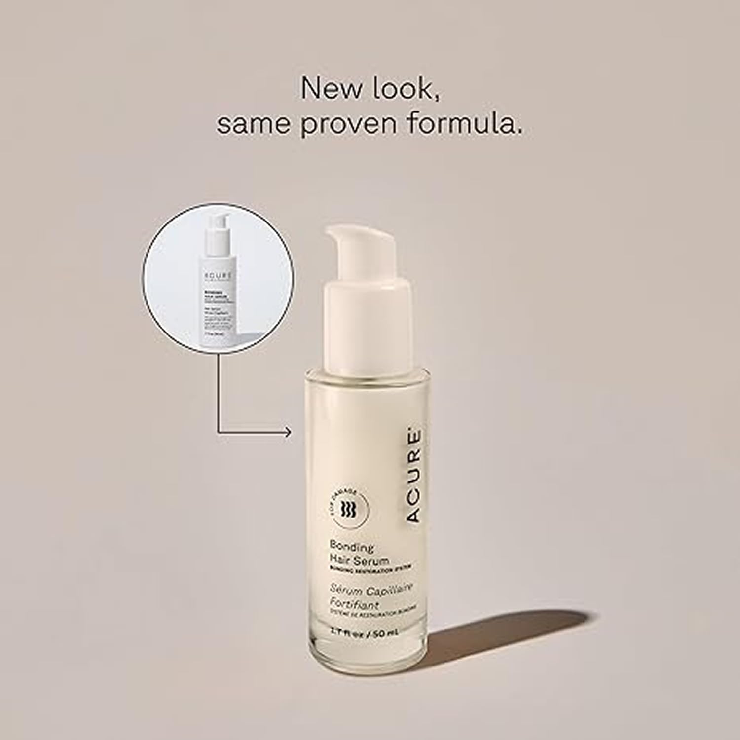 Acure Bonding Hair Serum pump dispenser for easy two-pump application