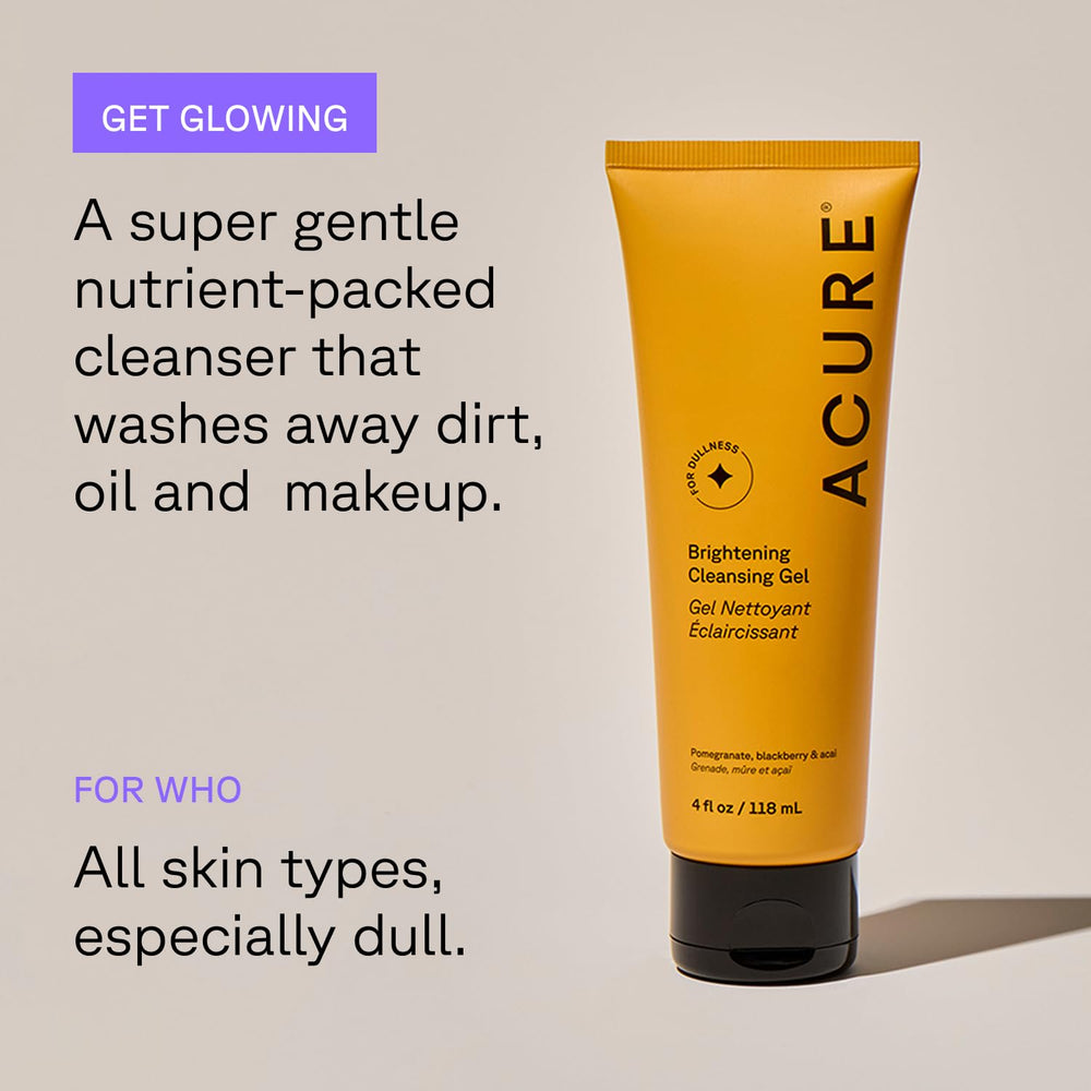 Acure bouteille pompe gel visage — utilisation pratique et propre.