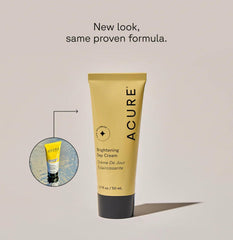 Acure Crème éclaircissante du jour, texture visage légère pour teint unifié.