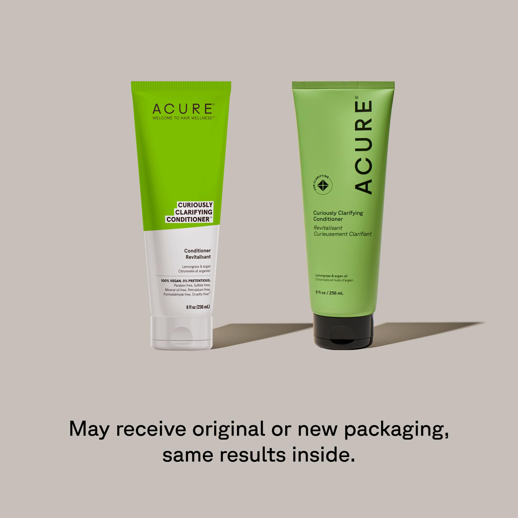 Acure Conditionneur Clarifiant, citronnelle et huile d'argan pour cheveux propres et lumineux.