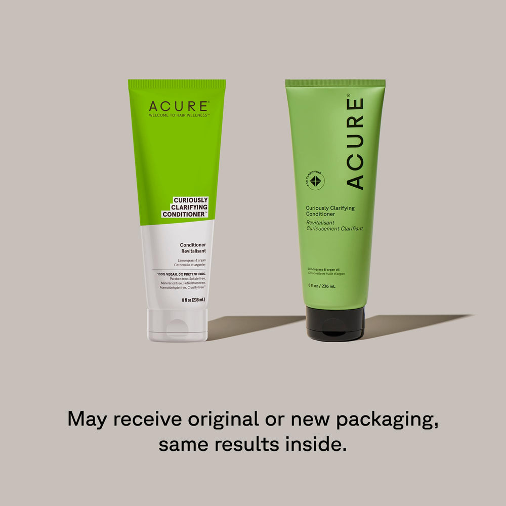 Acure Conditionneur Clarifiant, citronnelle et huile d'argan pour cheveux propres et lumineux.
