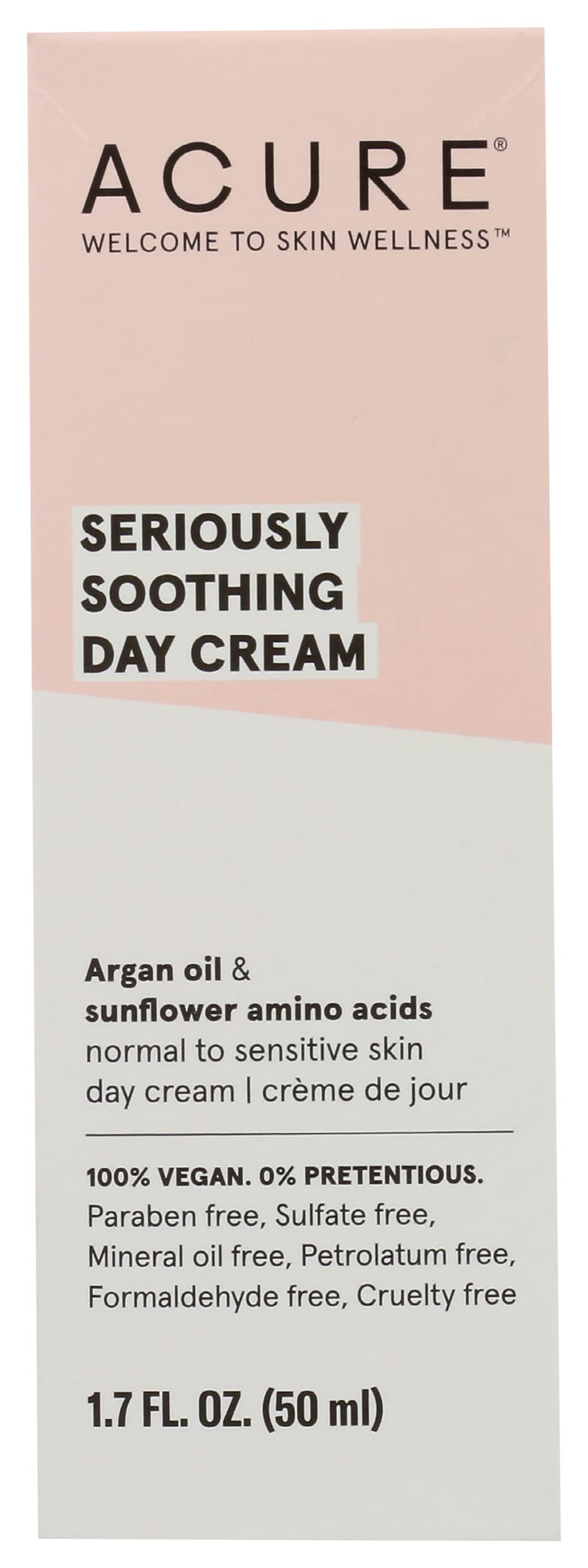 Acure Crème de jour apaisante: hydratation légère pour peau sèche et sensible.