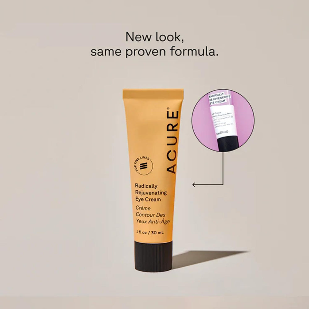 Acure Crème Yeux Rajeunissante, application délicate autour des yeux pour un regard apaisé.