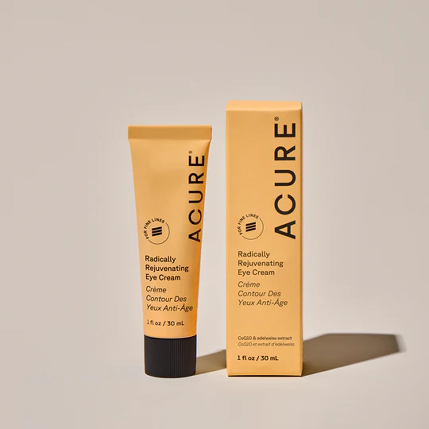 Emballage vegan et sans cruauté pour Acure Crème Yeux Rajeunissante.