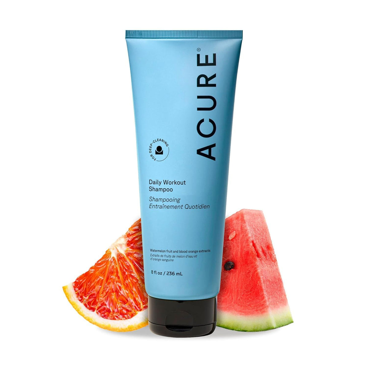 Acure Daily Workout Watermelon Shampoo – bouteille, hydratation légère pour cheveux propres et frais